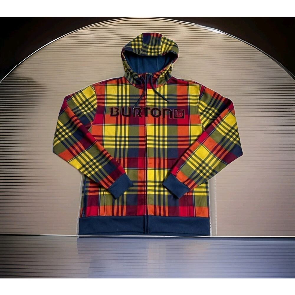 BURTON SNOWBOARDS DRYRIDE Full Zip Hoodie Fleece Lined Plaid NOWT